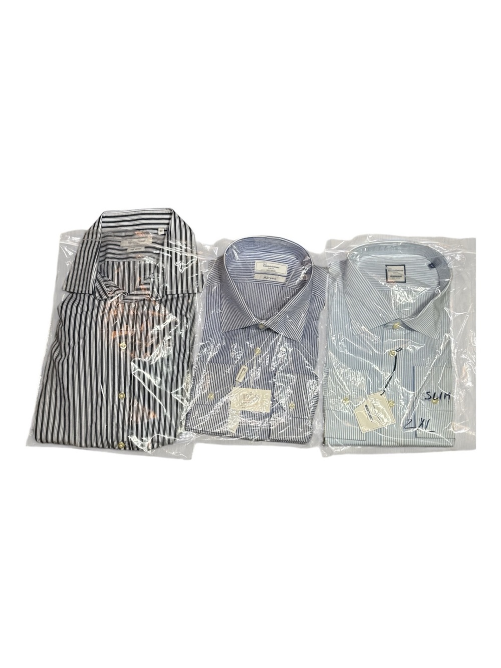 NEW! Camicissima LOT OF 3 Long Sleeve Stripe Button Up Shirts 18.5 Slim Fit